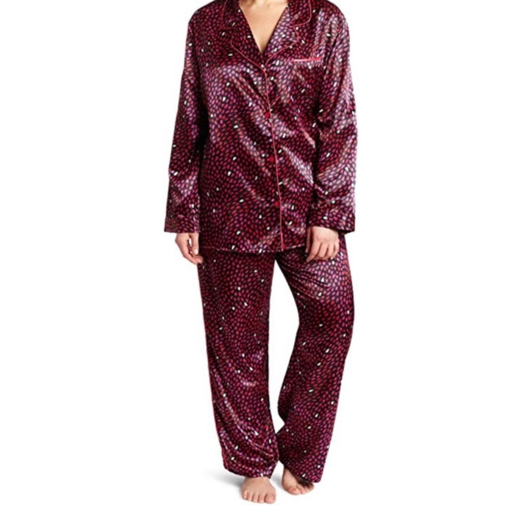 BETSEY JOHNSON Satin Valentine Print Pajama Set